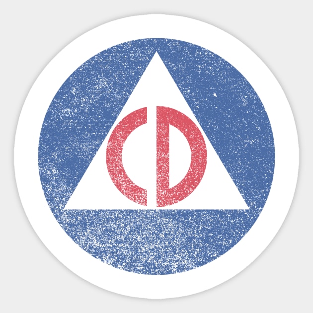 Civil Defense (faded) Sticker by GloopTrekker